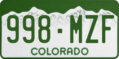 CO license plate 998MZF