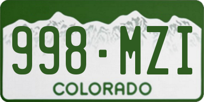 CO license plate 998MZI