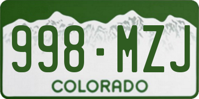 CO license plate 998MZJ