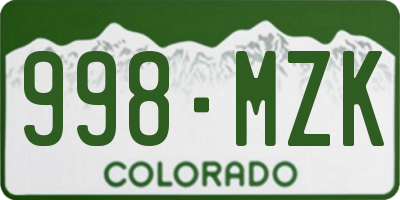 CO license plate 998MZK