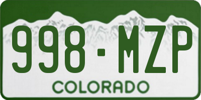 CO license plate 998MZP