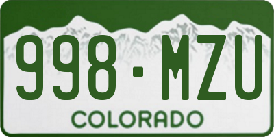 CO license plate 998MZU