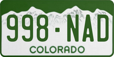 CO license plate 998NAD
