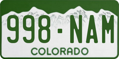 CO license plate 998NAM