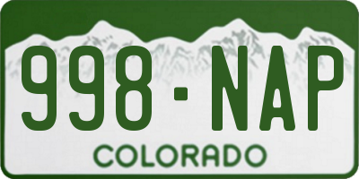CO license plate 998NAP