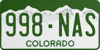 CO license plate 998NAS