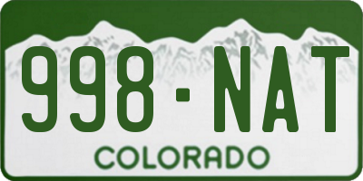 CO license plate 998NAT