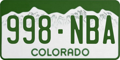 CO license plate 998NBA