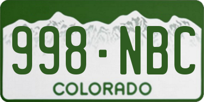CO license plate 998NBC