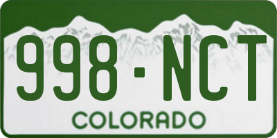 CO license plate 998NCT