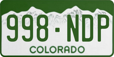 CO license plate 998NDP