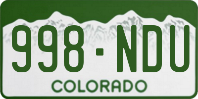 CO license plate 998NDU