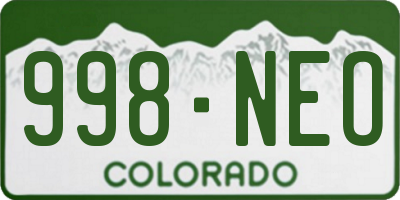 CO license plate 998NEO