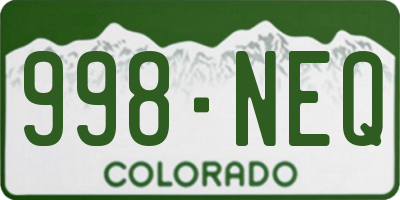 CO license plate 998NEQ