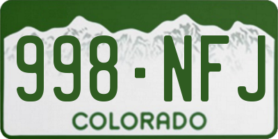 CO license plate 998NFJ