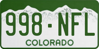 CO license plate 998NFL