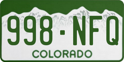 CO license plate 998NFQ