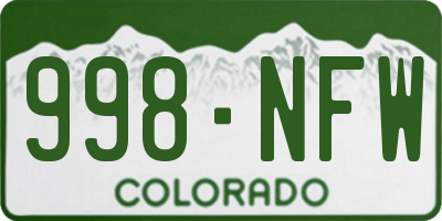 CO license plate 998NFW