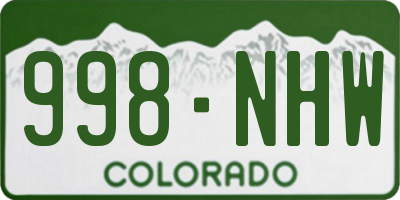 CO license plate 998NHW