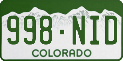 CO license plate 998NID