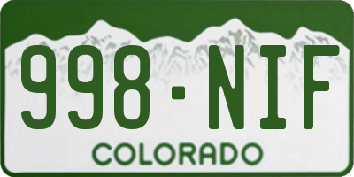 CO license plate 998NIF