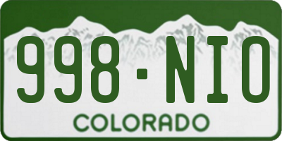 CO license plate 998NIO