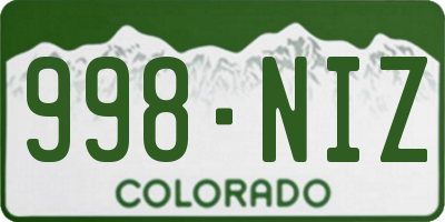 CO license plate 998NIZ