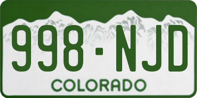 CO license plate 998NJD