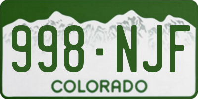 CO license plate 998NJF