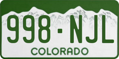 CO license plate 998NJL