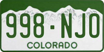 CO license plate 998NJO