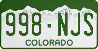 CO license plate 998NJS