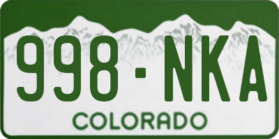 CO license plate 998NKA