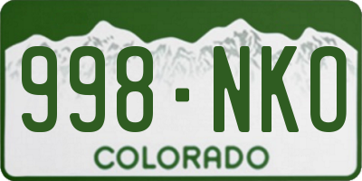 CO license plate 998NKO