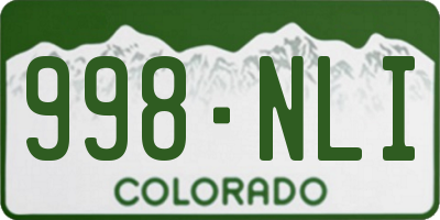CO license plate 998NLI