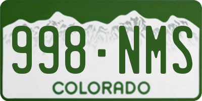 CO license plate 998NMS