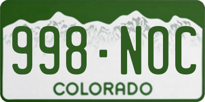 CO license plate 998NOC