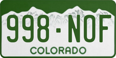 CO license plate 998NOF