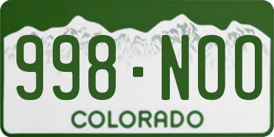 CO license plate 998NOO
