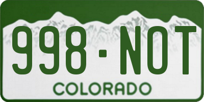 CO license plate 998NOT