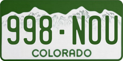 CO license plate 998NOU
