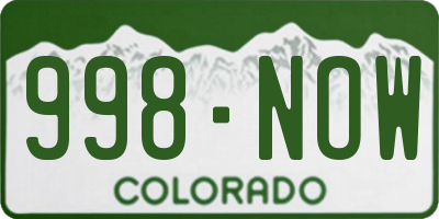 CO license plate 998NOW