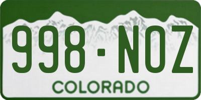 CO license plate 998NOZ