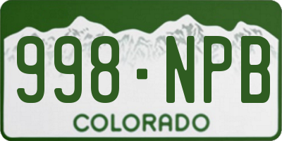 CO license plate 998NPB