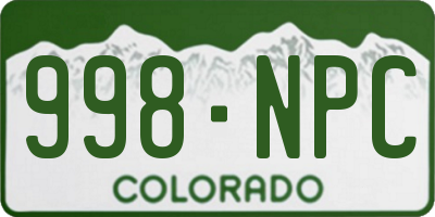 CO license plate 998NPC