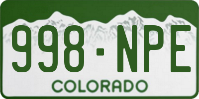 CO license plate 998NPE