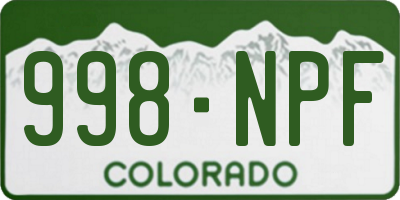 CO license plate 998NPF