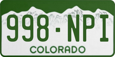 CO license plate 998NPI