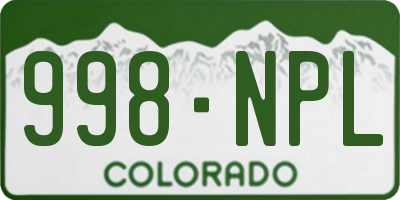 CO license plate 998NPL