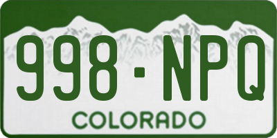 CO license plate 998NPQ